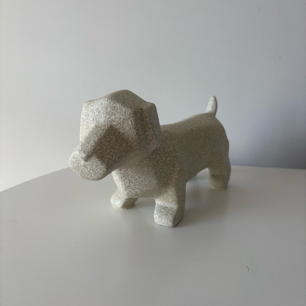 Stone Colour Dachshund Dog Figurine - Cream